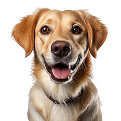 front view close up of Labrador Retriever dog isolated on a white transparent background 