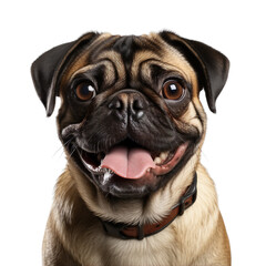 Fototapeta premium front view close up of Pug dog isolated on a white transparent background 