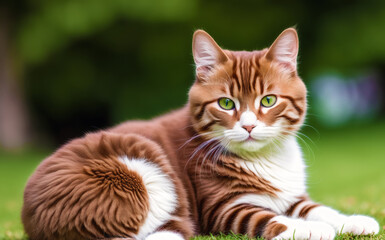 Fototapeta premium A beautiful red cat. Scarlet Whiskers. The Fiery Charm of the Red Cat. Generative AI