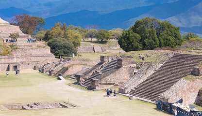 Ancient ruins on plateau Monte Alban in Mexico