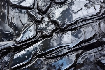 detail of black glossy obsidian rock