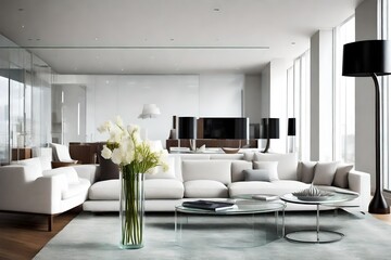 Glass vase in modern living room