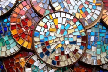 colored glass tile mosaic detailing on a hand mirror