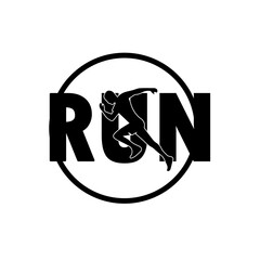 Running Man silhouette Logo, Marathon logo template, running club or sports club with slogan template