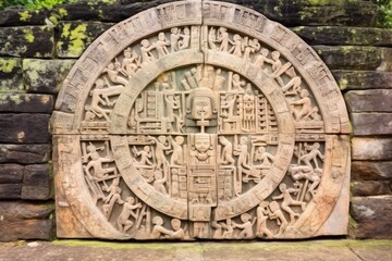 Fototapeta na wymiar stone carvings depicting mayan calendar