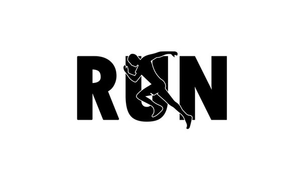 Running Man silhouette Logo, Marathon logo template, running club or sports club with slogan template