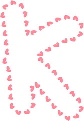 K Alphabet pink heart frame, Valentine