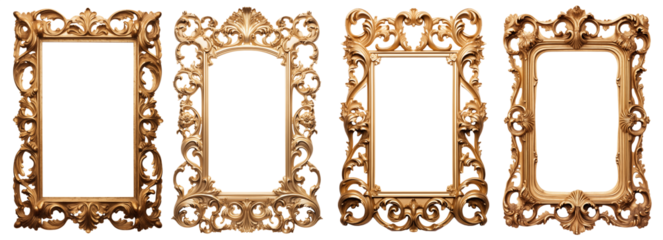 Set of Ornate Intricate Baroque Frames - Transparent PNG background - Premium pen tool cutout