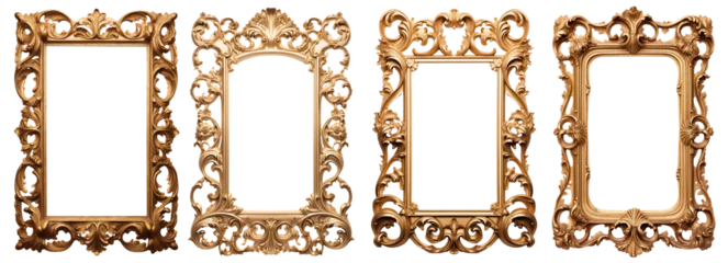 Fotobehang Set of Ornate Intricate Baroque Frames - Transparent PNG background - Premium pen tool cutout © Mr. PNG