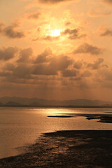 Sunst view of Mae Ramphueng Beach, Bang Saphan Noi, Prachuap Khiri Khan, Thailand 