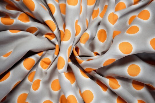 large orange polka dots on a grey textile
