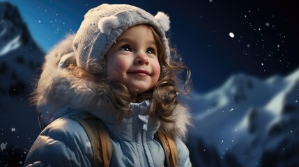 portrait of a little girl in winter
