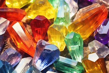 rainbow crystals sparkling under direct sunlight - obrazy, fototapety, plakaty