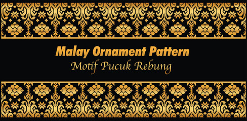 vector malay ornament pattern of pucuk rebung traditional design culture on songket melayu - obrazy, fototapety, plakaty