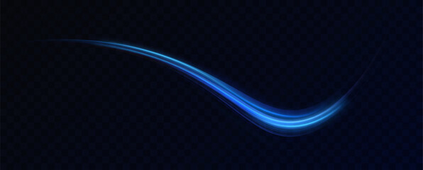 Curve blue line light effect. Smooth holiday light line with lighting effects. Light cool whirlwind. curve light effect