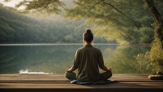 A Person Practicing Mindfulness Or Meditation In A Serene Setting