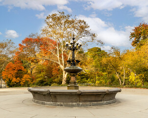 Cherry Hill Fountain at Central Park Autumn Colors Friends