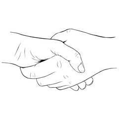 Handshake in linear vector illustration