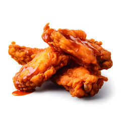 Chicken barbecue roasted isolated. Baked chicken wings isolated on white background