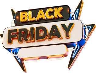 Black Friday Sale Banner 3d Render Cutout