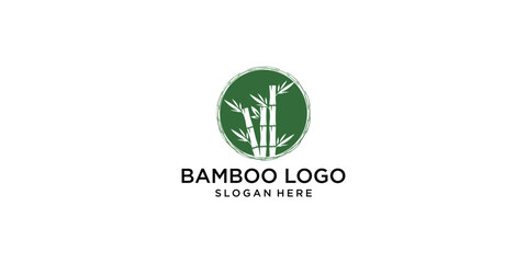 Creative bamboo logo design template with unique concept| premium vector