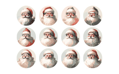 水彩風のビンテージサンタポートレートコレクション-生成AI