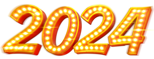 Happy New Year 2024 3d Render Cutout