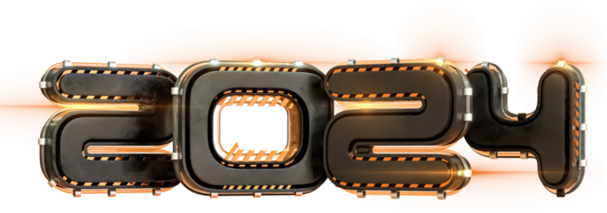 Happy New Year 2024 3d Render Cutout