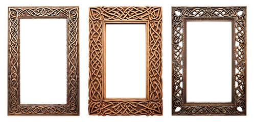 Set of Celtic pattern ornate intricate detailed frames - Transparent PNG background - Premium Pen Tool Cutout - obrazy, fototapety, plakaty