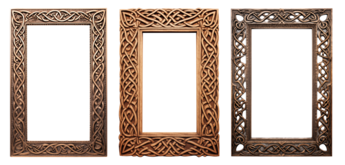 Set of Celtic pattern ornate intricate detailed frames - Transparent PNG background - Premium Pen Tool Cutout