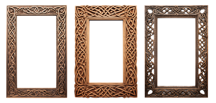 Set of Celtic pattern ornate intricate detailed frames - Transparent PNG background - Premium Pen Tool Cutout