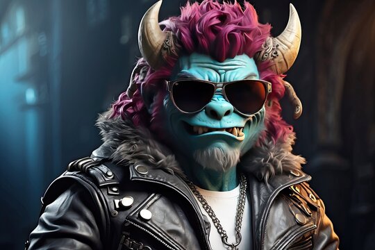 Swagg savage smiling monster, biker style getup, Biker monster like exclusive handsome monster