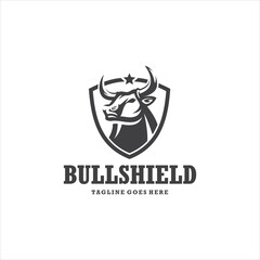 Fototapeta premium Bull and Shield Logo Design Vector Image