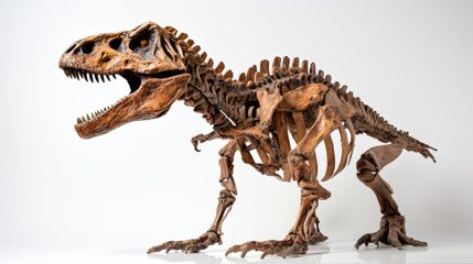 Fototapeta premium Dinosaur skeleton on white background