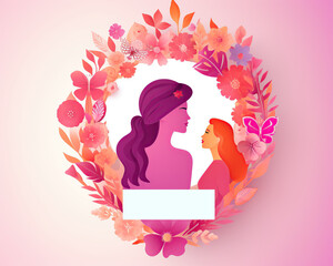Banner design for Women Day with girl in frame.