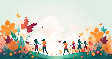 Happy Women Day. Same girls celebrating together.