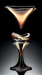 The image shows a round coupe glass with a glass stem, captured at an angle.