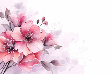 Elegant flowers in watercolor style against white background