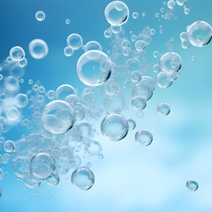 Air oxygen cell bubbles  on blue background