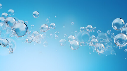 Air oxygen cell bubbles  on blue background