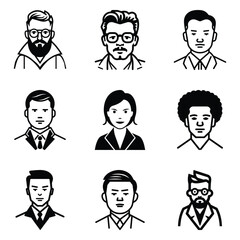 Business People 1 Flat Icon Set Isolated On White Background