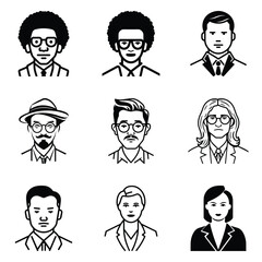 Business People 1 Flat Icon Set Isolated On White Background