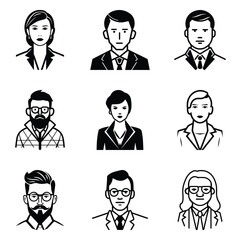 Business People 1 Flat Icon Set Isolated On White Background