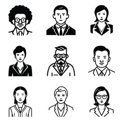 Business People 1 Flat Icon Set Isolated On White Background