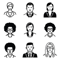 Business People 1 Flat Icon Set Isolated On White Background