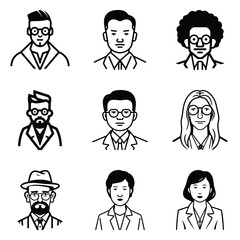Business People 1 Flat Icon Set Isolated On White Background
