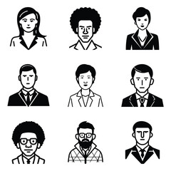 Business People 1 Flat Icon Set Isolated On White Background