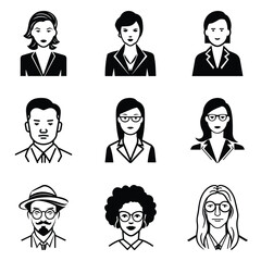 Business People 1 Flat Icon Set Isolated On White Background