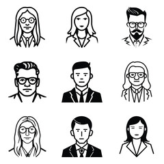 Business People 1 Flat Icon Set Isolated On White Background