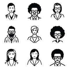 Business People 1 Flat Icon Set Isolated On White Background